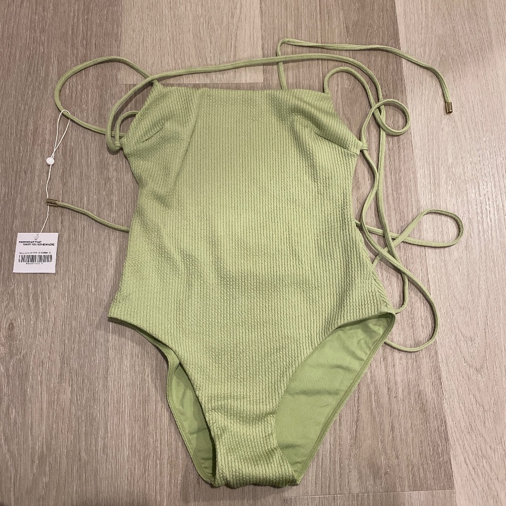 Monday Swimwear Light Green Textured One-Piece Swimsuit